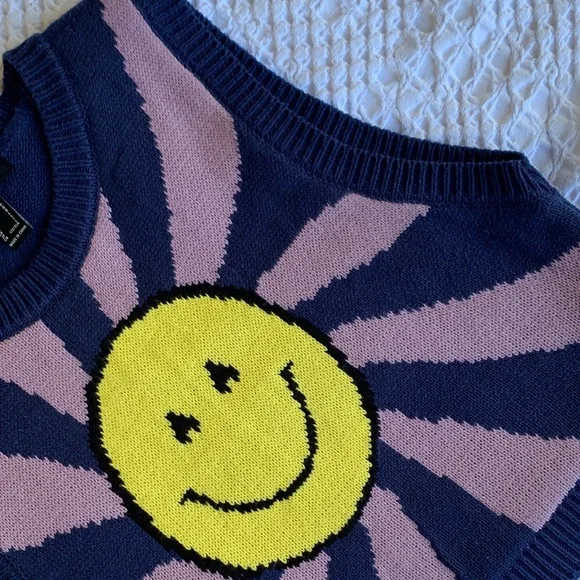 Forever 21 Smiley Face Knit Vest - Yellow and Purple - Picture 15 of 16